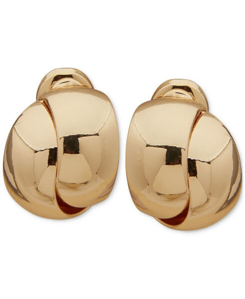 Gold-Tone Layered Huggie Clip On Earrings