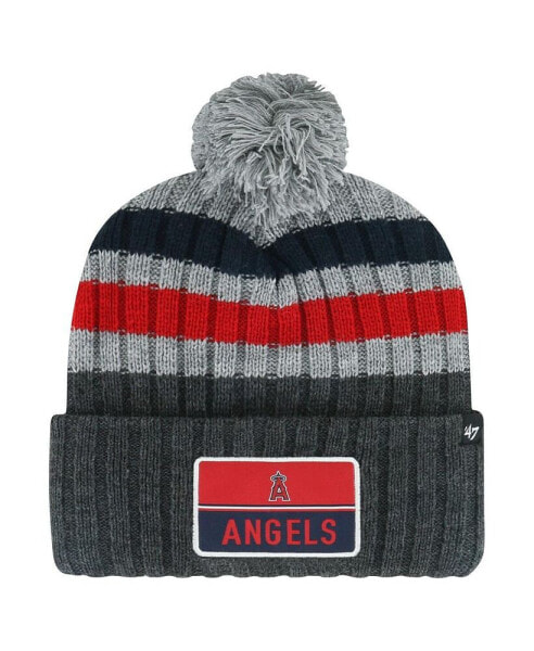 Men's Gray Los Angeles Angels Stack Cuffed Knit Hat with Pom