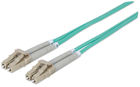 Intellinet Fiber Optic Patch Cable - OM3 - LC/LC - 2m - Aqua - Duplex - Multimode - 50/125 µm - LSZH - Fibre - Lifetime Warranty - Polybag - 2 m - OM3 - LC - LC