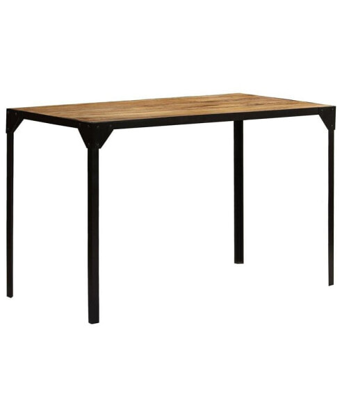 Dining Table Solid Rough Mango Wood and Steel 47.2"