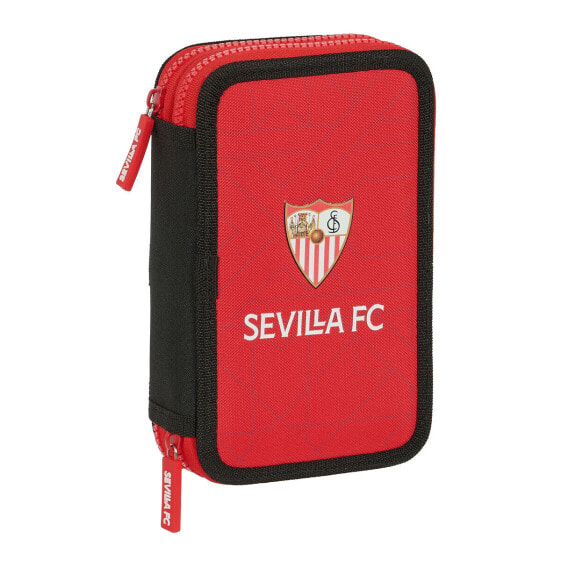 Двойной пенал Sevilla Fútbol Club Чёрный Красный 12.5 x 19.5 x 4 cm (28 Предметы)