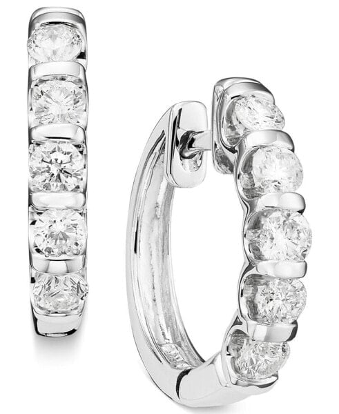 Channel-Set Diamond Hoop Earrings in 14k White Gold (1 ct. t.w.)