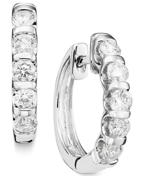 Серьги Macy's Diamond Hoop  White Gold