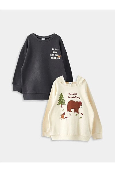 LCW baby Uzun Kollu Baskılı Pamuklu Erkek Bebek Sweatshirt 2'li