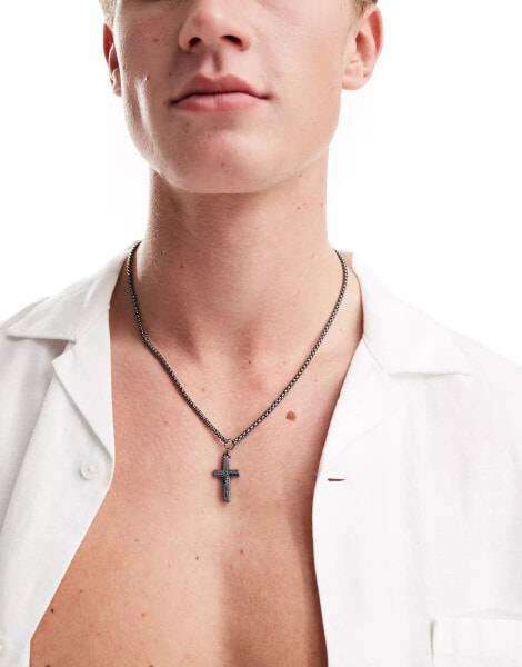 Icon Brand soccore cross pendant in gunmetal