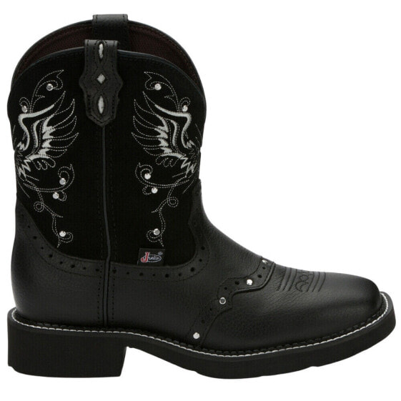 Justin Boots Mandra Embroidered Studded Square Toe Cowboy Booties Womens Black C