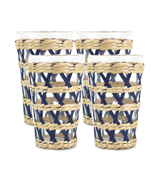 Glass Rattan Tumbler, 4 Piece Set