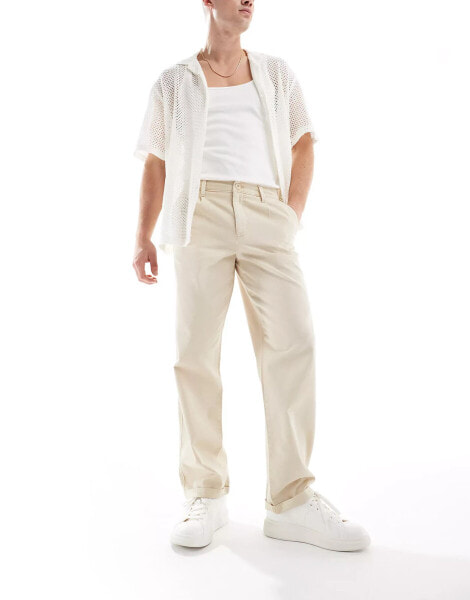 ASOS DESIGN relaxed chino in washed ecru