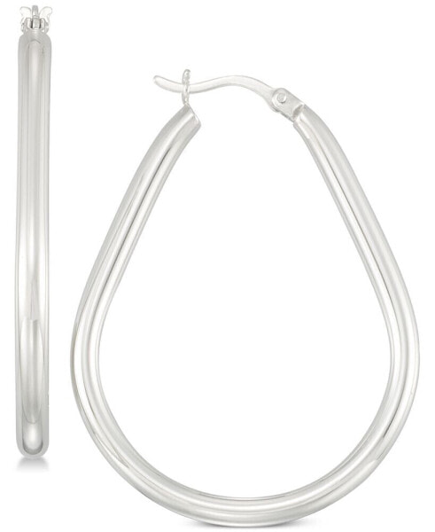Polished Teardrop Hoop Earrings in Sterling Silver