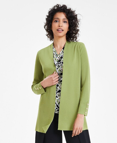 Women's Carmel Open-Front Buttoned-Cuff Cardigan