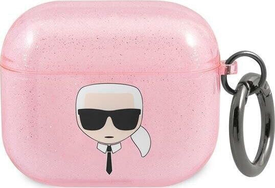 Karl Lagerfeld Etui ochronne KLA3UKHGP Glitter Karl`s Head do AirPods 3 różowe