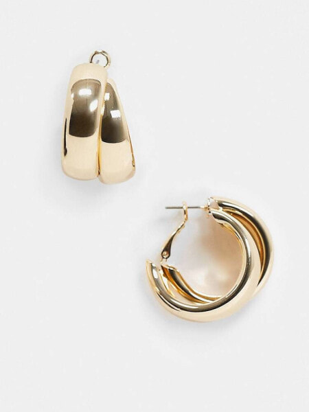 ASOS DESIGN hoop earrings with thick crossover design gold tone