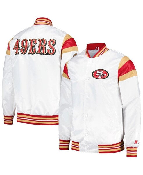 Men's White San Francisco 49ers Satin Full-Snap Varsity Jacket