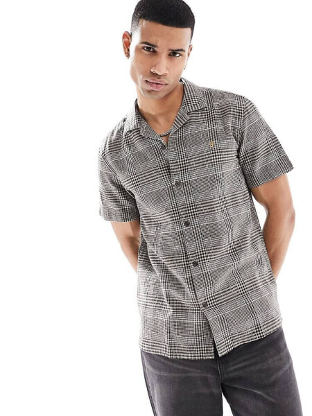 Farah yute check shirt in brown