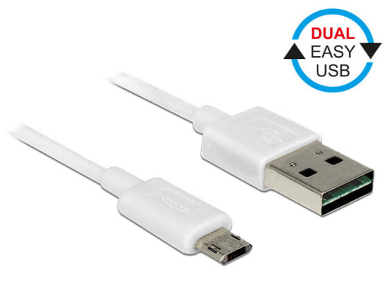 Delock 84806 - 0.5 m - USB A - Micro-USB B - USB 2.0 - 480 Mbit/s - White