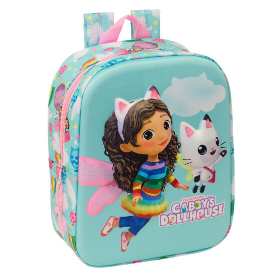 School Bag Gabby's Dollhouse Pink Sky blue 22 x 27 x 10 cm 3D