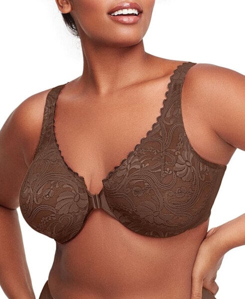 Women's Full Figure Plus Size Wonderwire Front Close Stretch Lace Bra