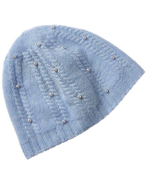 Forte Cashmere Pearl Studded Cashmere Beanie Women's Blue