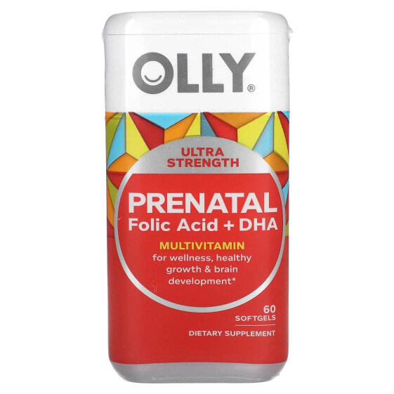 Женское здоровье витамины Olly Prenatal, Фолиевая кислота + DHA, 60 капсул