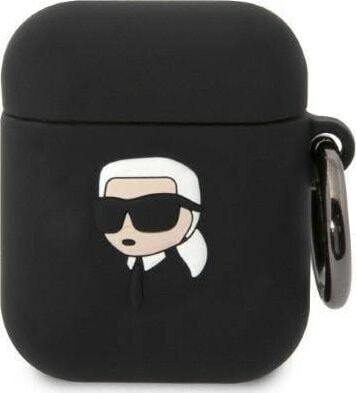 Karl Lagerfeld Etui Karl Lagerfeld KLA2RUNIKK Apple AirPods 2/1 cover czarny/black Silicone Karl Head 3D