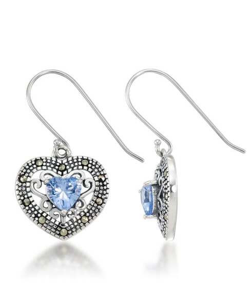 Cерьги Macys Blue Topaz Filigree Heart Dangle