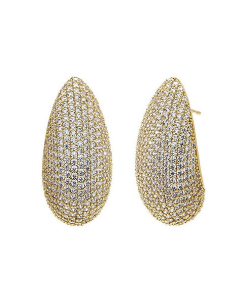 Pave Puffy Oval on the Ear Stud Earring