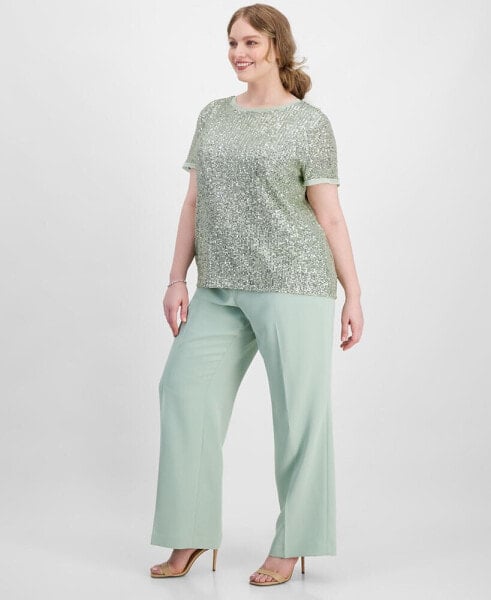 Plus Size Extended-Tab Wide-Leg Pants