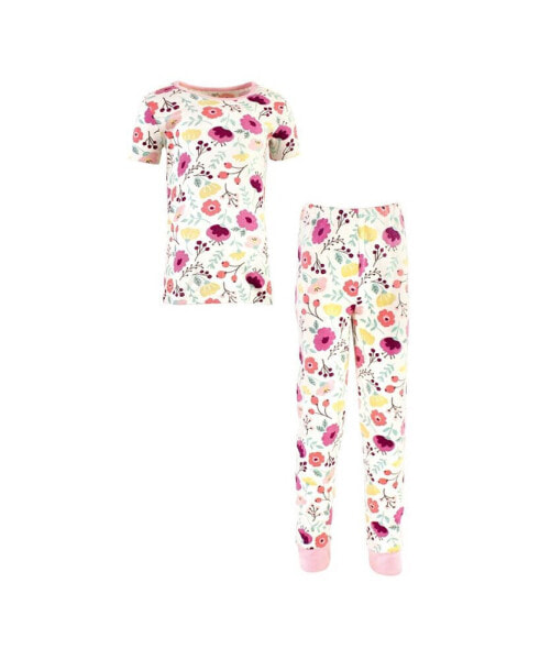 Big Girls Organic Cotton Tight-Fit Pajama Set, Botanical