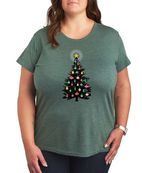 Air Waves Trendy Plus Size Christmas Tree Graphic T-shirt