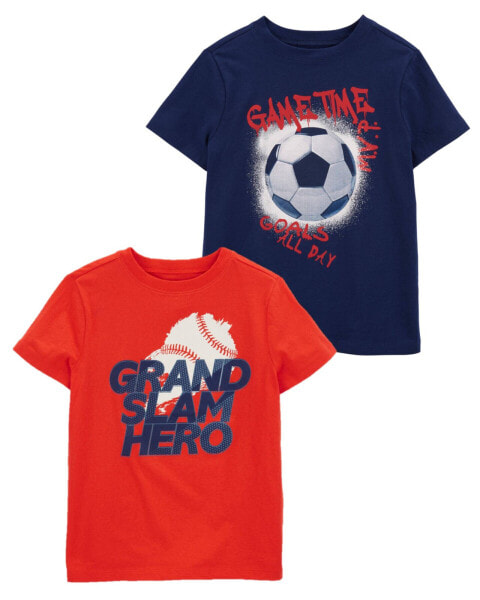 Kid 2-Pack Soccer & Baseball Graphic Tees XS