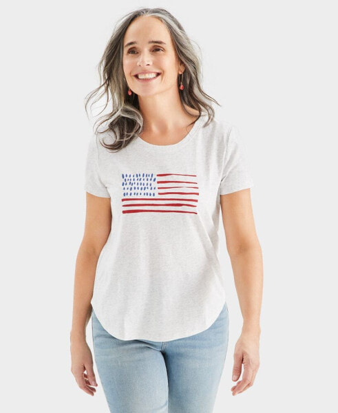 Women's Flag Graphic Crewneck T-Shirt, Created for Macy's