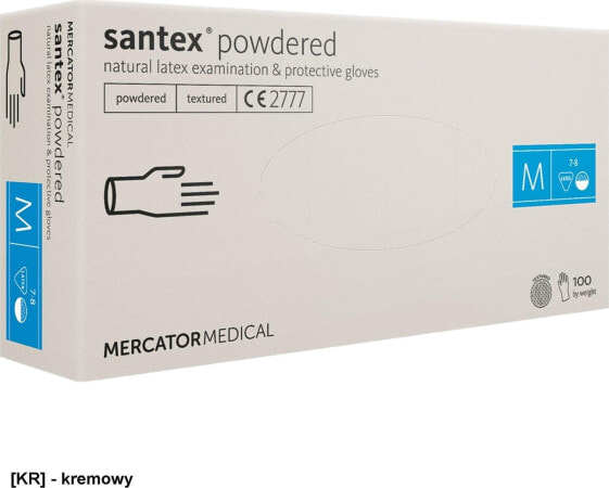 R.E.I.S. RMM-SANTEXFT - Rękawice lateksowe diagnostyczne, santex powdered (FINGERTIP TEXTURED) M