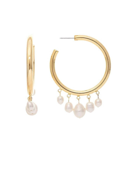 Pearl Dangle Hoop Earrings