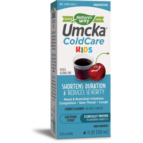 Natures Way Umcka ColdCare Kids Cherry Натуральный сироп для детей от 6 лет и старше против признаков простуды вишневый вкус 120 мл 1264₽