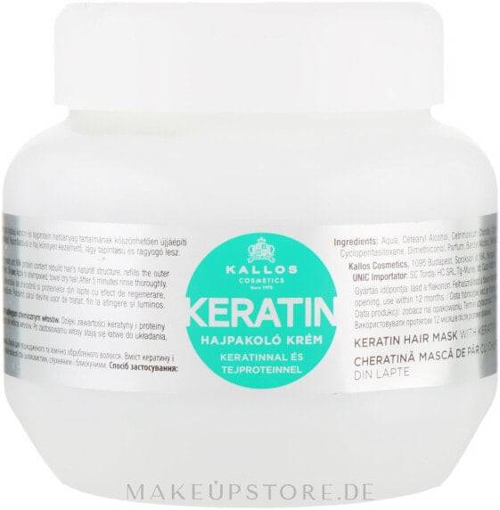 Haarmaske mit Keratin und Milchproteinen - Kallos Cosmetics Keratin Hair Mask 275 ml