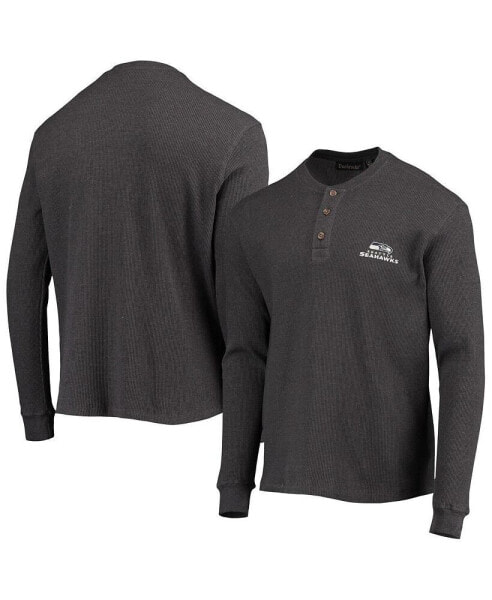 Men's Heathered Gray Seattle Seahawks Logo Maverick Thermal Henley Long Sleeve T-shirt