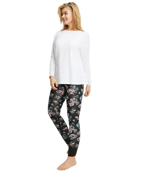 Plus Size Rib Trim Sleep Leggings