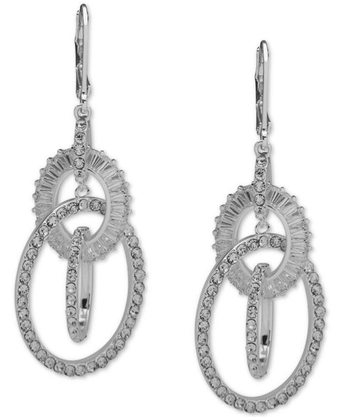 Silver-Tone Pavé & Baguette-Crystal Orbital Drop Earrings