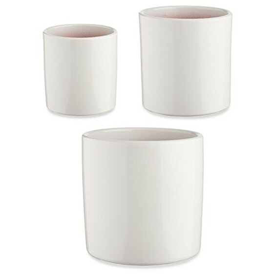 Set of pots Ø 14 cm Ø 22 cm Ø 17 cm Cylinder 3 Pieces White