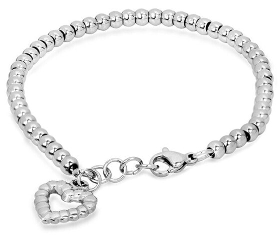 Ball-shaped steel bracelet with heart