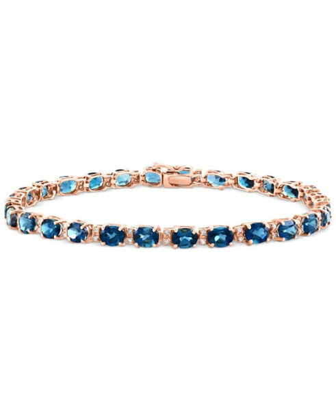 EFFY® London Blue Topaz (13-1/3 ct. t.w.) & Diamond (1/4 ct. t.w.) Tennis Bracelet in 14k Rose Gold