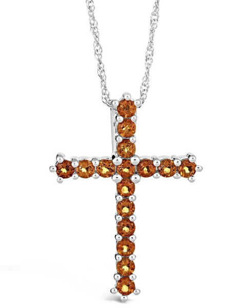 Macy's gemstone Cross Pendant Necklace in Sterling Silver