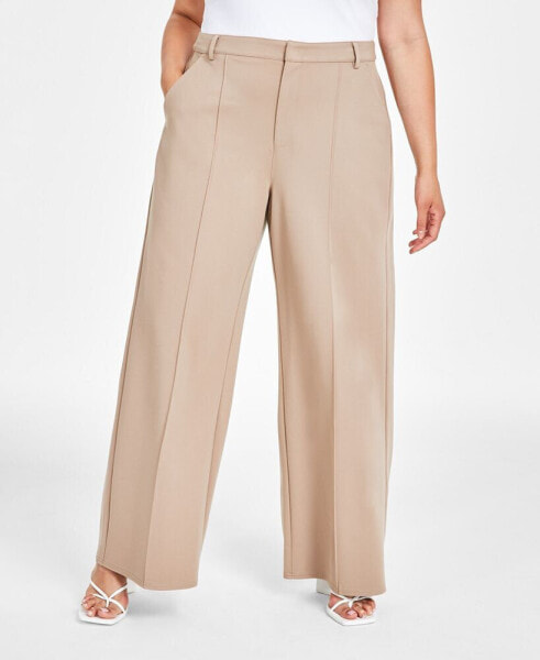 Trendy Plus Size High-Rise Wide-Leg Ponté-Knit Pants, Created for Macy's