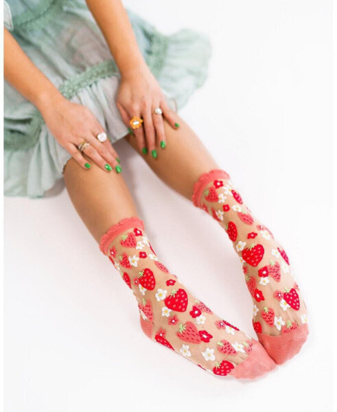 Носки SOCK CANDY Strawberry Daisy Ruffle