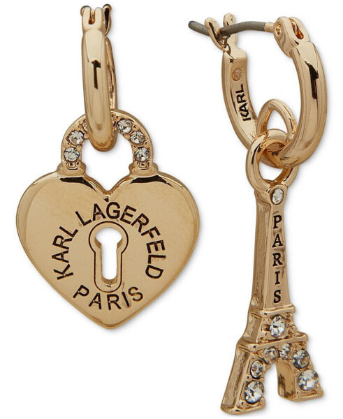 Серьги Karl Lagerfeld Heart Padlock & Eiffel Tower Charm