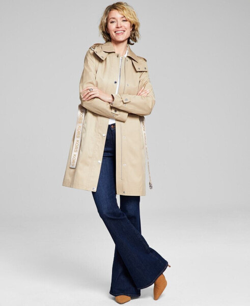 Women's Petite Hooded Belted Trench Coat, Created for Macy's