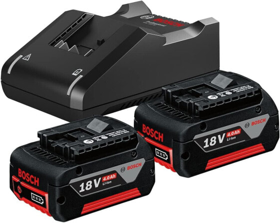 Bosch Professional 18 V System Battery Starter Set (2 x 4.0 Ah Battery + Charger GAL 18 V-40, in Box)