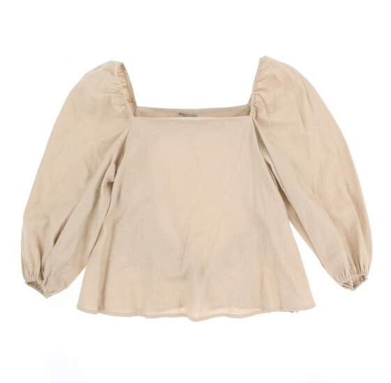 Women's ASOS 163099 Beige linen square neck Blouse size US 12