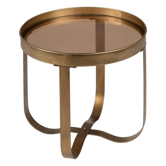 Вспомогательный столик Медь Позолоченный Стеклянный Железо 50 x 50 x 47,5 cm