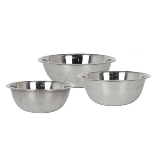 QUTTIN Set Of 3 Stainless Steel Metal Bowls 28/24/20 cm